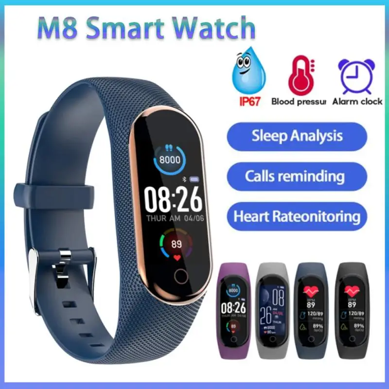 

Новинка, совместимый с Bluetooth браслет M8, пульсометр, Оксиметр сна, монитор шага, уведомления о фотосообщениях, спортивный, для мужчин и женщин ...