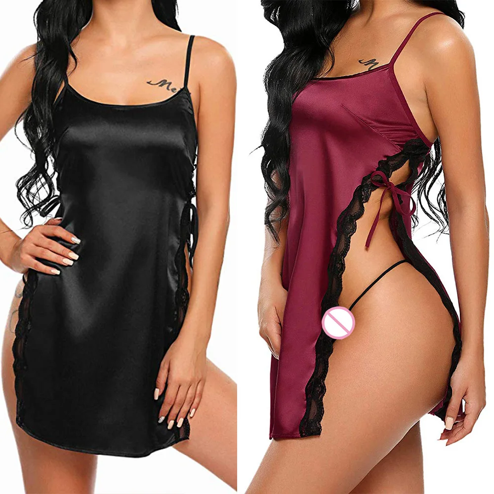 

Erotic Extreme Nightgown Side Open Suspender Pajamas Sleepwear Lace Underwear Sexy Lingerie Women For Resell