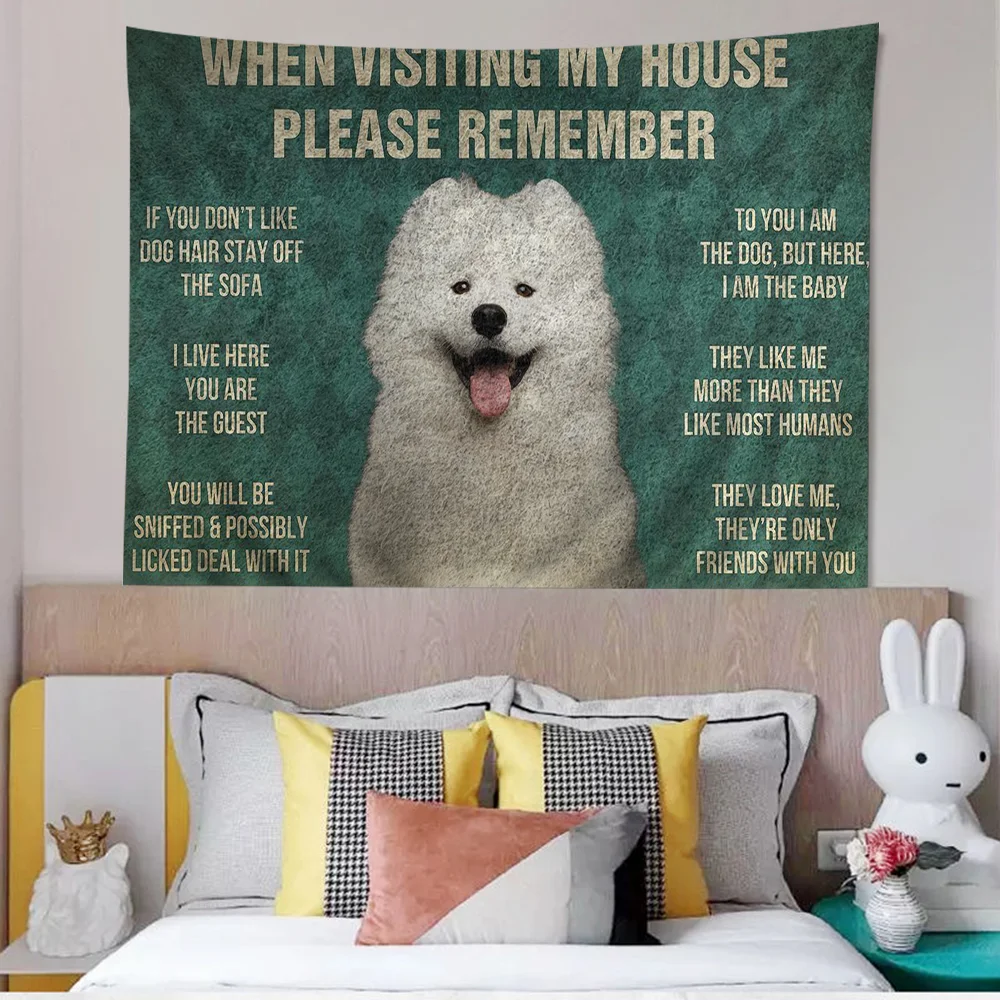 Пожалуйста помни Правила дома собак большой настенный гобелен с принтом