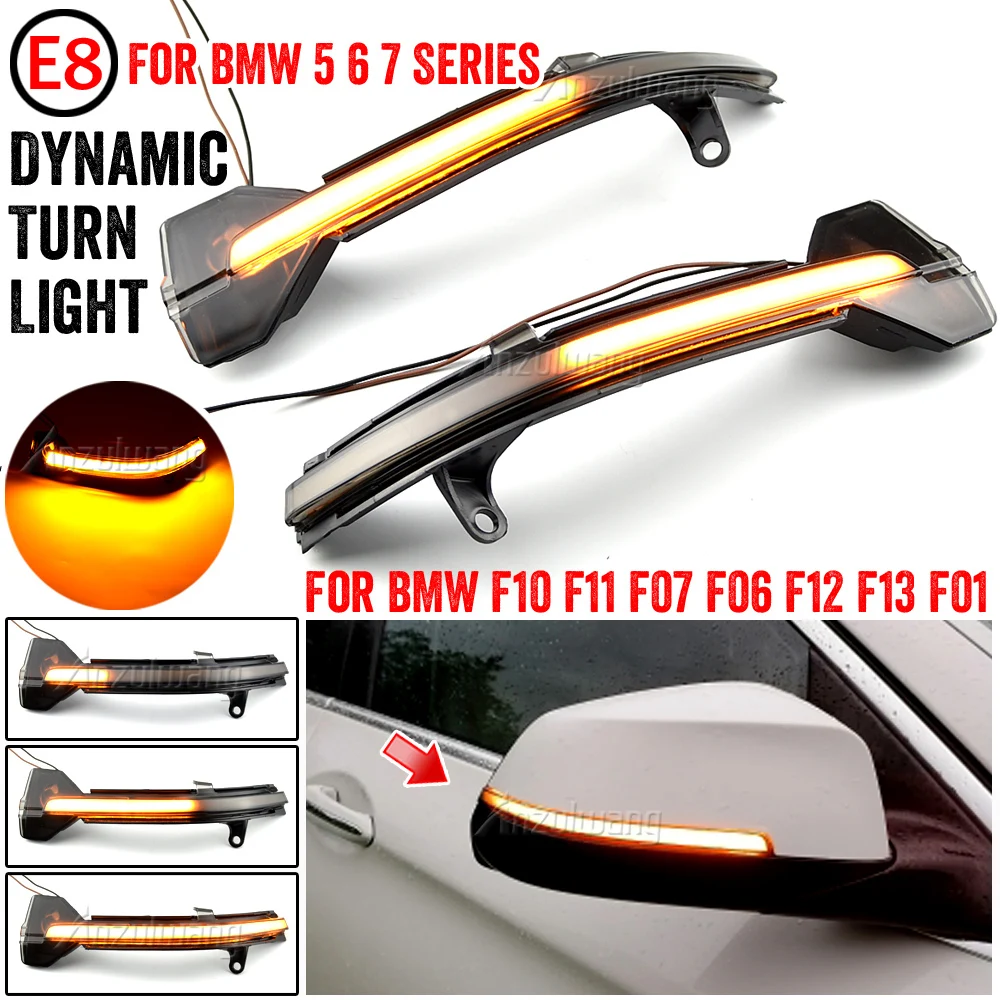 

2Pcs For BMW 5 6 7 Series F10 F11 F07 F06 F12 F13 F01 LED Rear View Mirror Dynamic Indicator Blinker Repeater Light