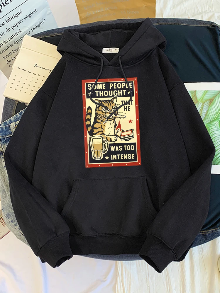 

Some People Thought Was Too Intense Hoodie Women'S Autumn Loose Pullover Casual Sweatshirt Simple Crewneck Female Pullover Tops