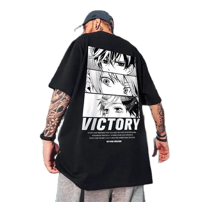 

2022 Anime Print Hip Hop Oversized T Shirt Streetwear Crew Shorts Sleeve Men's Clothing T-shirts