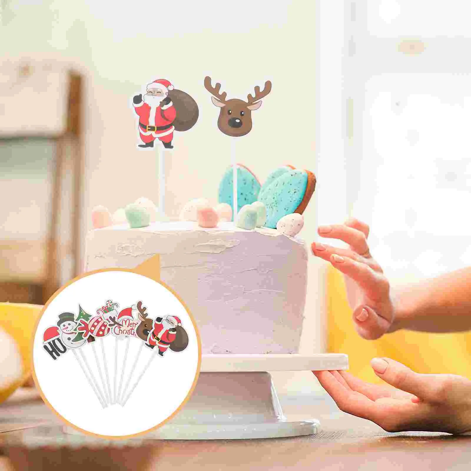 

Christmas Cake Picks Cupcake Toppers Decorations Dessert Fruit Merry Party Toothpicksappetizers Santa Tree