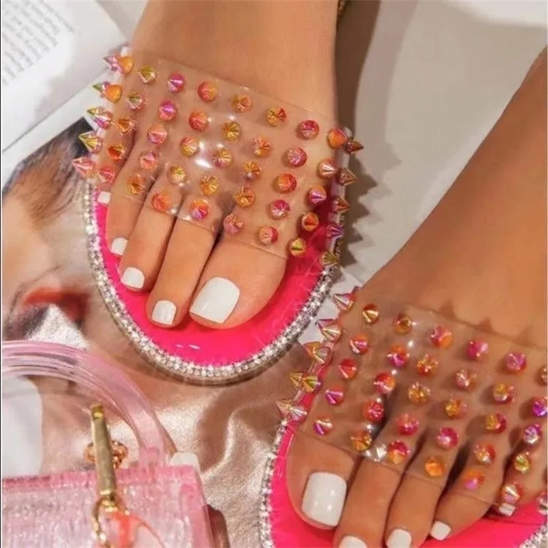 

2022 Summer New Women's Slippers Flat Bottomed Colorful Simple Airport Versatile Flat Heel Breathable Daily Women's Single Shoes