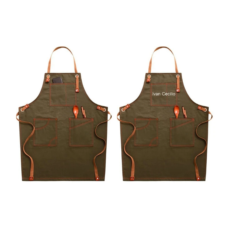 

67JE Рабочий Фартук унисекс, Кухонная техника для чистки и регулируемые ремни для взрослых, фартук для кофейни, парикмахерской, официанта