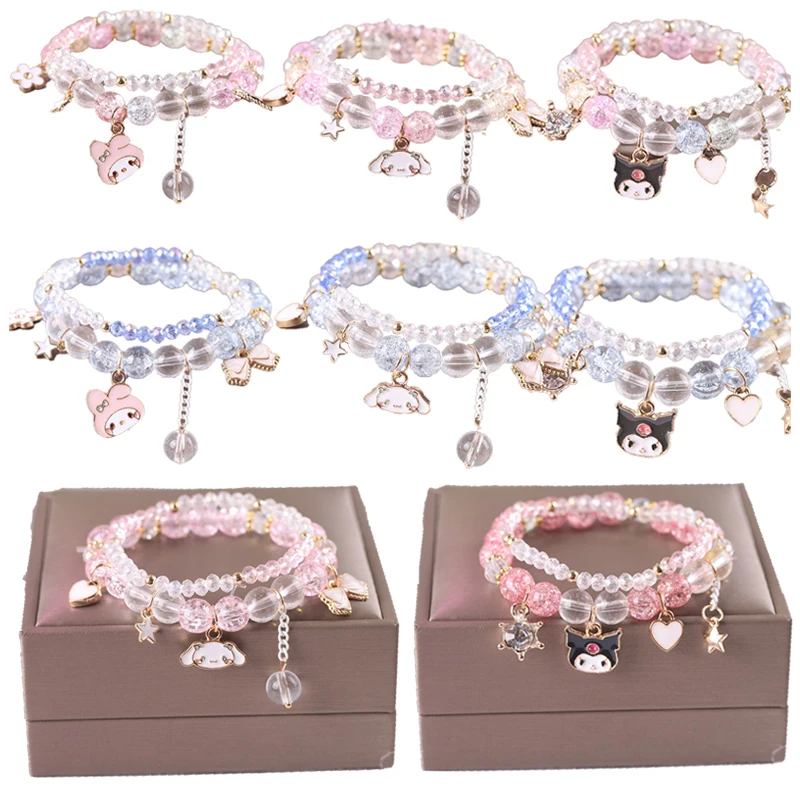 

Kawaii Kuromi Mymelody Cinnamorol Kittys новый браслет для девочек милый браслет с кристаллами, ювелирные изделия, подарок на день рождения, игрушка