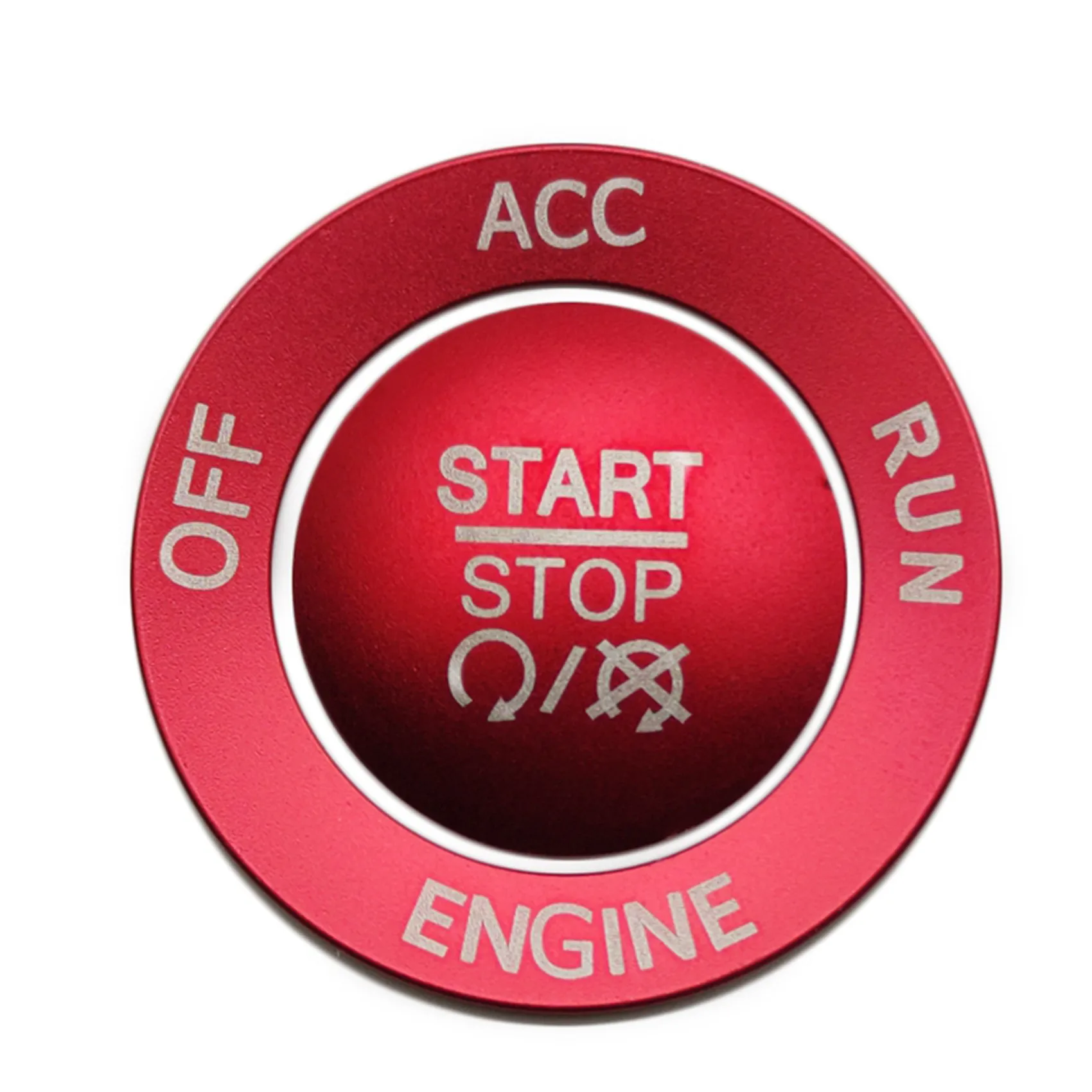 

Engine Start Stop Button Knob Cover + Ring Trim Accessories for 2015-2020 Dodge Challenger Charger ((Red))