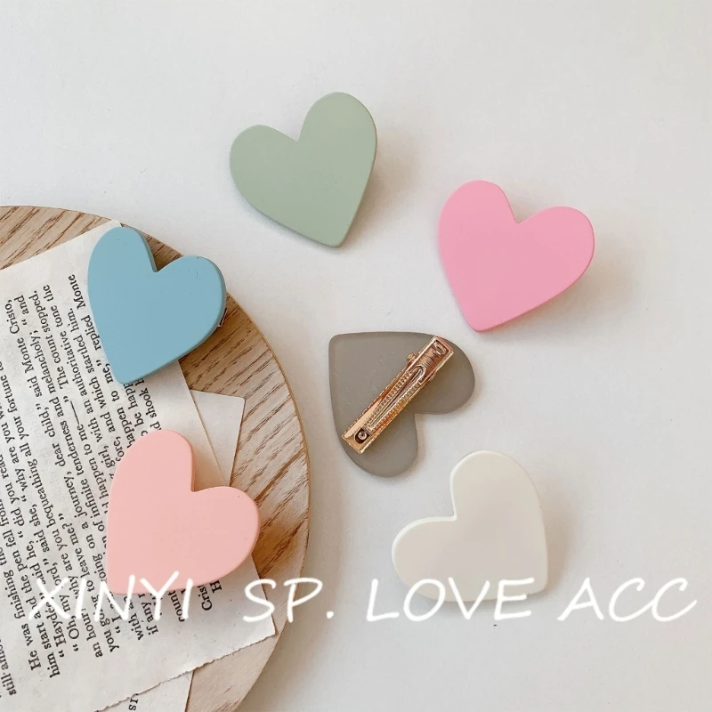 

Заколка для волос для маленьких девочек, карамельные цвета, зажим для волос с сердечками, аксессуары для волос A2UB