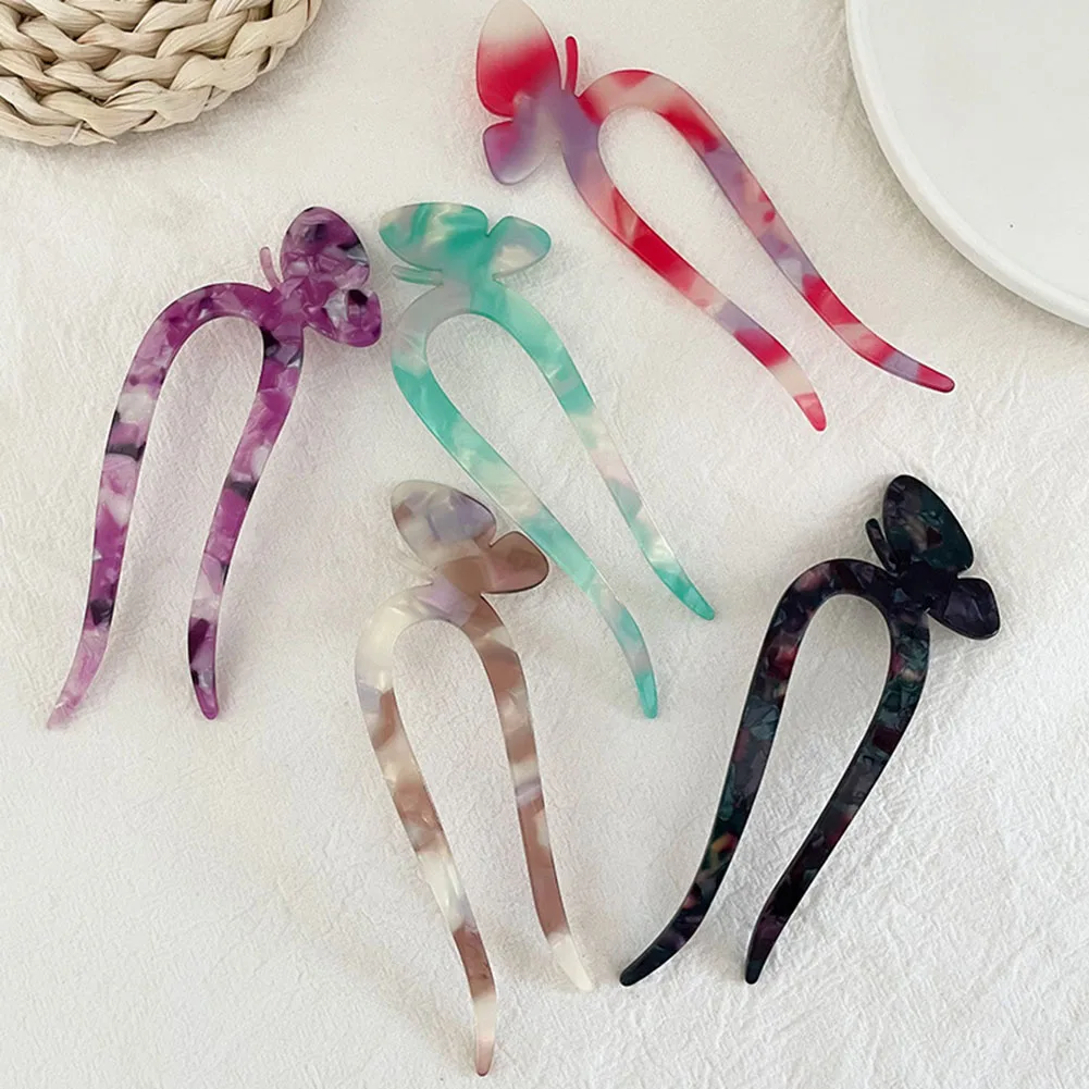 

Butterfly U-Shaped Hairpin Hair Fork Trendy Acetic Acid Material Hair Clip Headwear Accessories Women Girls Retro Jewelry Gift