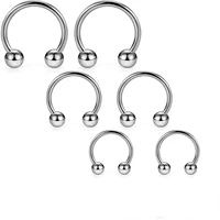 6 pcslot g23 titanium horseshoe septum ring nose rings hoop helix daith cartilage tragus earrings eyebrow body piercing jewelry