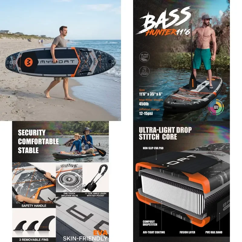 Фото Надувная SUP-доска MYBOAT для серфинга с ультрастабильной конструкцией и материалом Drop Stitch №1