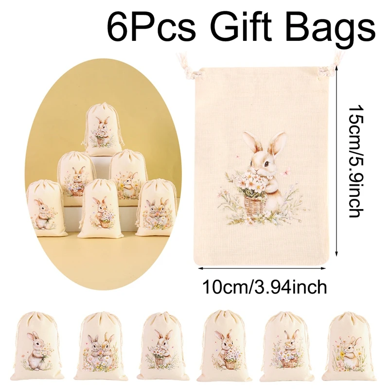 

Льняные пасхальные мешочки с кроликами