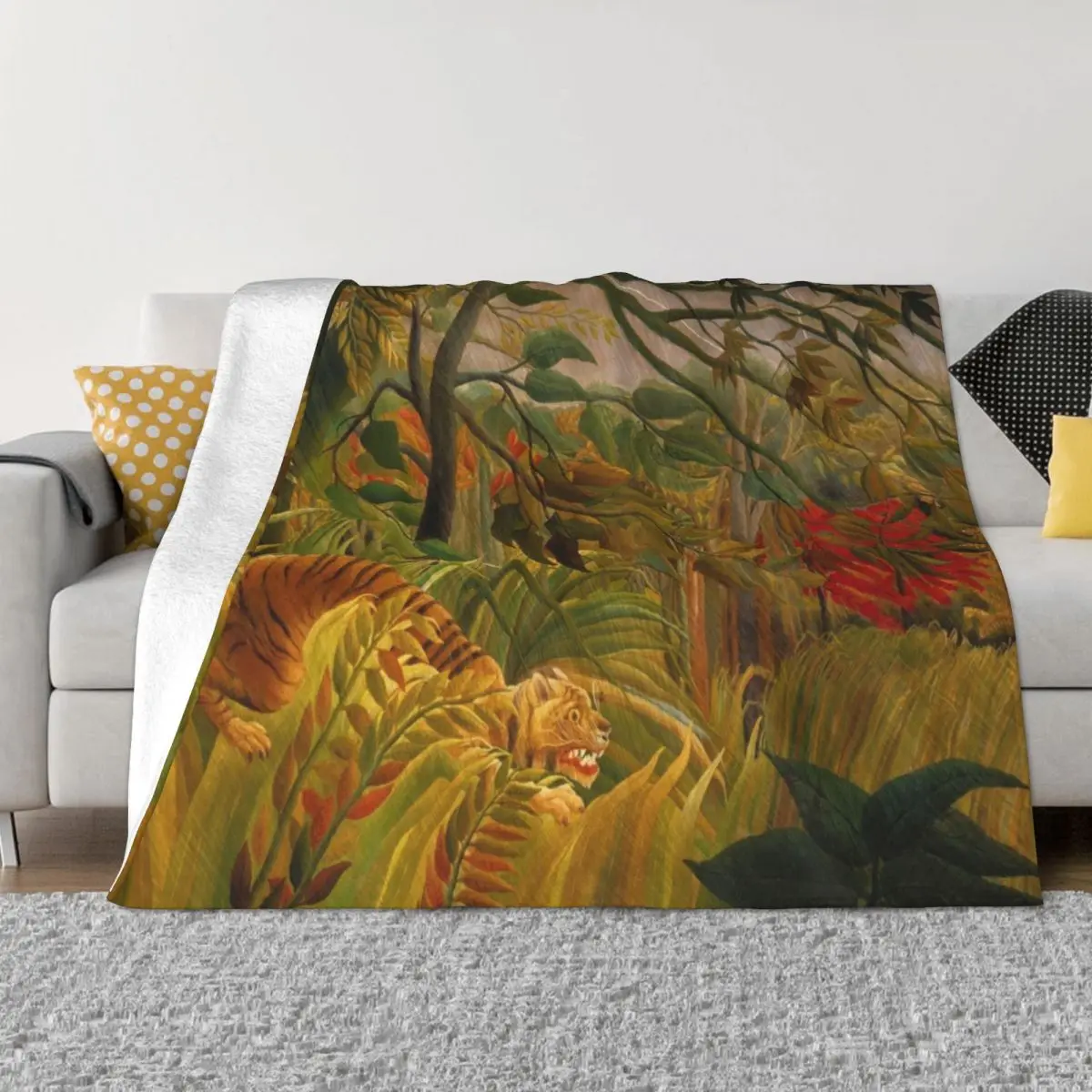 Накидка с рисунком Анри Руссо-тигра в тропическом шторме забавный подарок одеяло