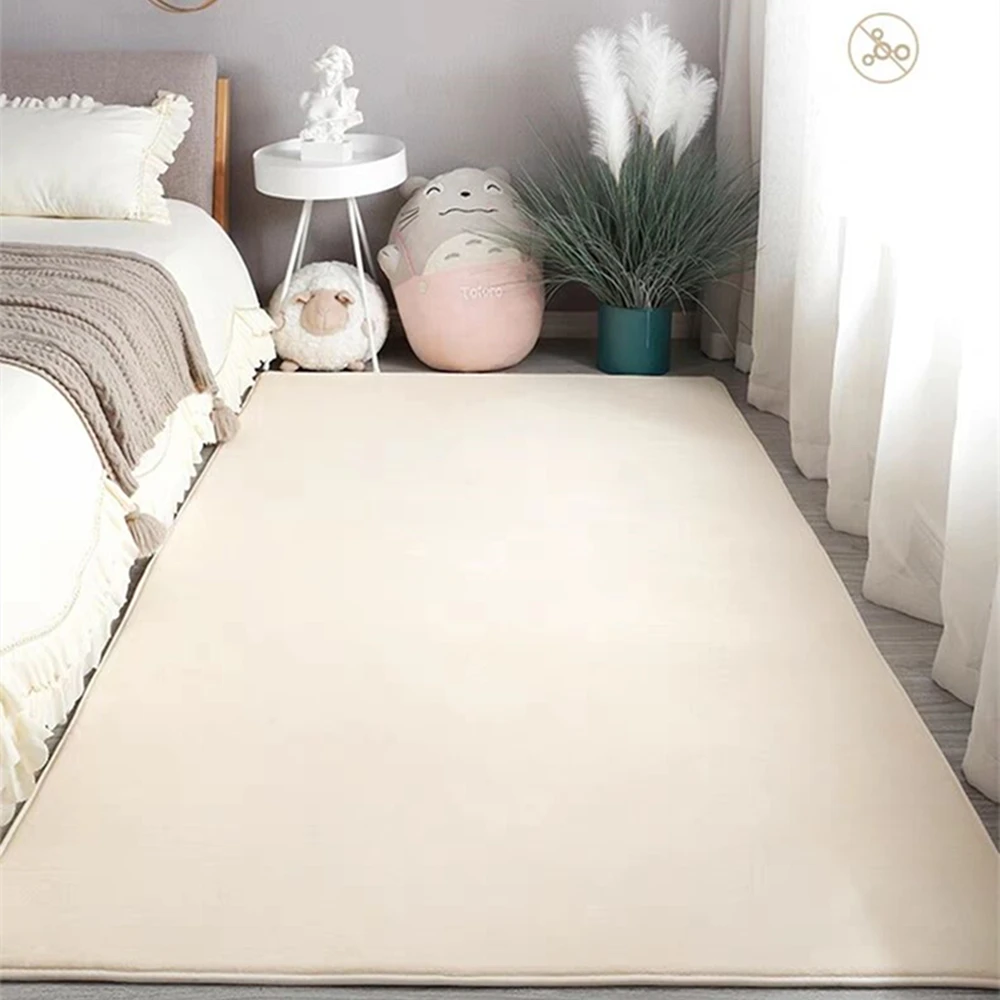 

2023 Nordic Low Velvet Carpet Suitable for Living Room Grey Soft Carpets Bedroom Non-slip Thicken Floor Mat Teen Room Decoration