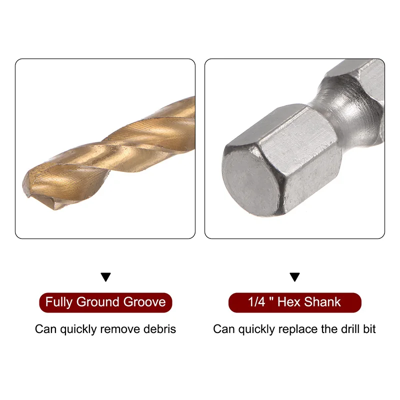 Сверло спиральное из высокопрочной стали с шестигранным хвостовиком 1/4 дюйма 2