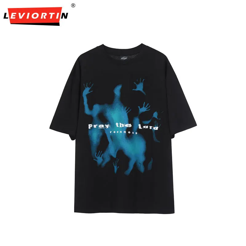 

2023 Men T Shirt Streetwear Hip Hop Oversized T Shirt Soulmate Shadow Graphic Tshirt Distressed Harajuku Ripped Tops Tees Cotton