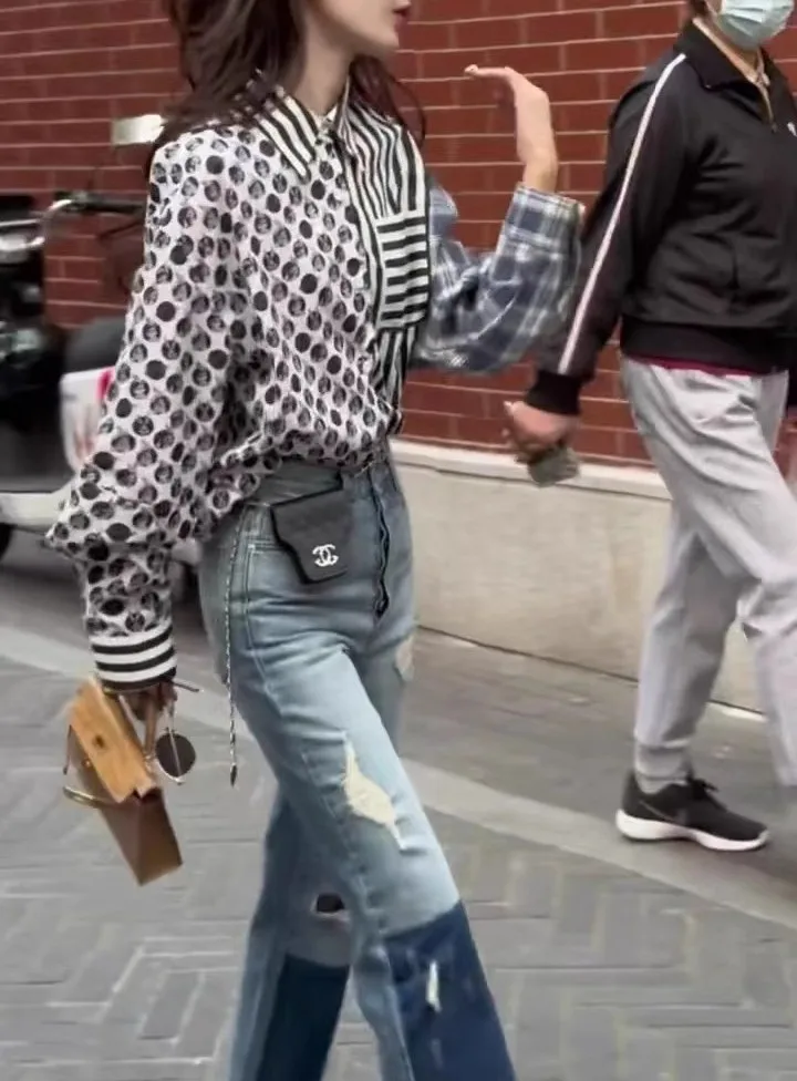 INS Супер горячая свободная универсальная рубашка для женщин Европейские товары