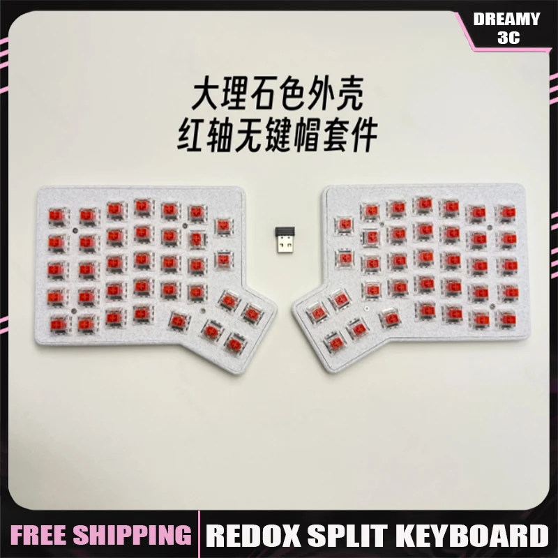 Фото Беспроводная механическая клавиатура Redox Ergodox с раздельным дизайном, корпус из PLA, горячая замена клавиш, 2.4G, эргономичная, поддержка VIAL, для ПК, подарки №1