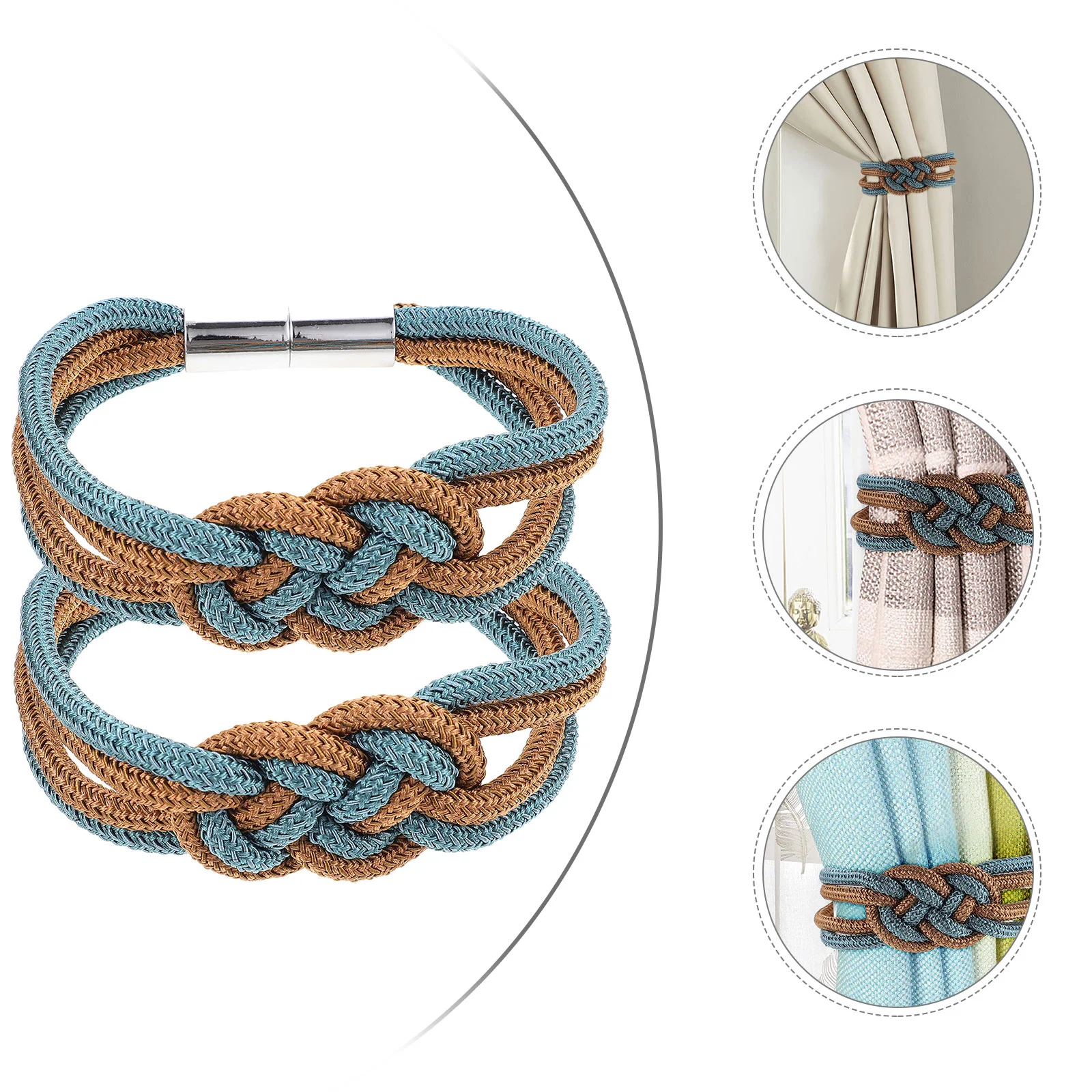 

2pcs Chic Weaving Curtain Strap Practical Home Curtain Tie Organizing Buckle