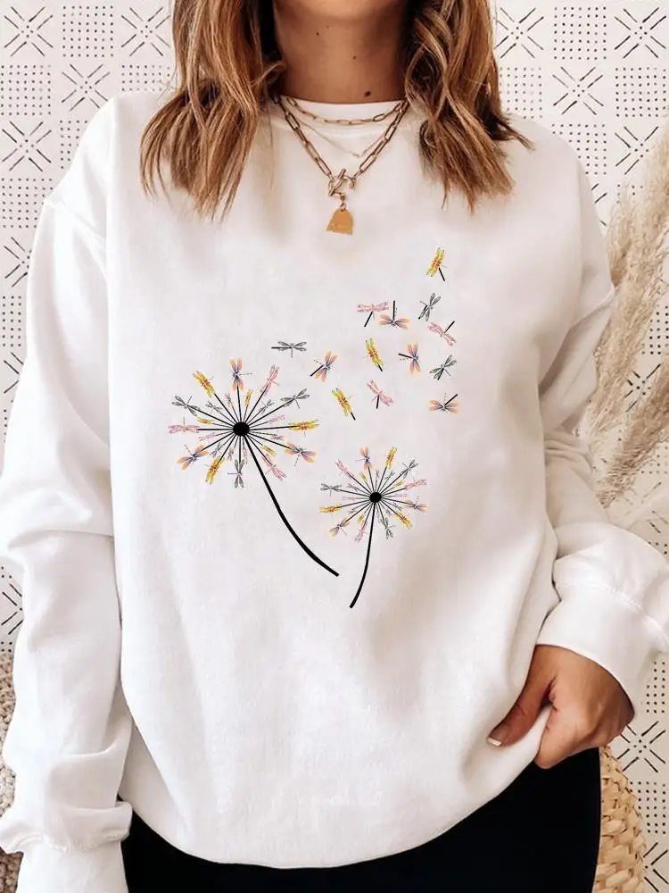 

Fashion Autumn Spring Long Sleeve Sweatshirts Women Dandelion Trend Dragonfly Clothes Female Casual Aesthetic Graphic Pullovers