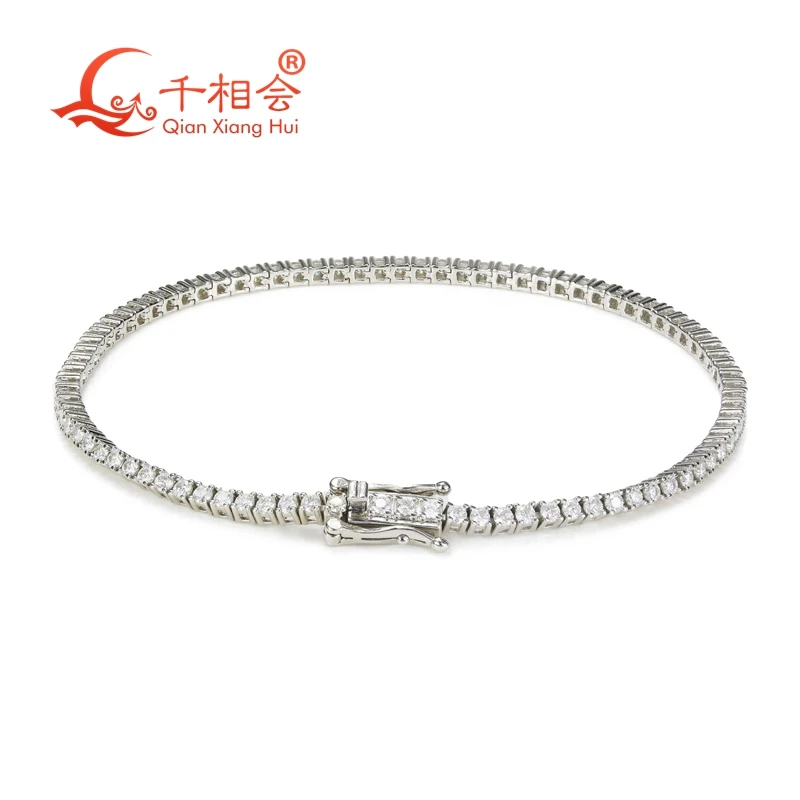 Fashion 2mm Tennis Bracelet S925 Sterling Silver  D vvs white  Moissanite Iced Out  Bracelet chain fine jewelry