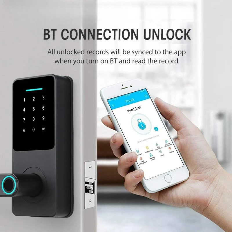 Фото Цифровой умный замок для главных ворот с Wi-Fi, Tuya, TTlock, интеллектуальный замок с отпечатком пальца для умного дома №3