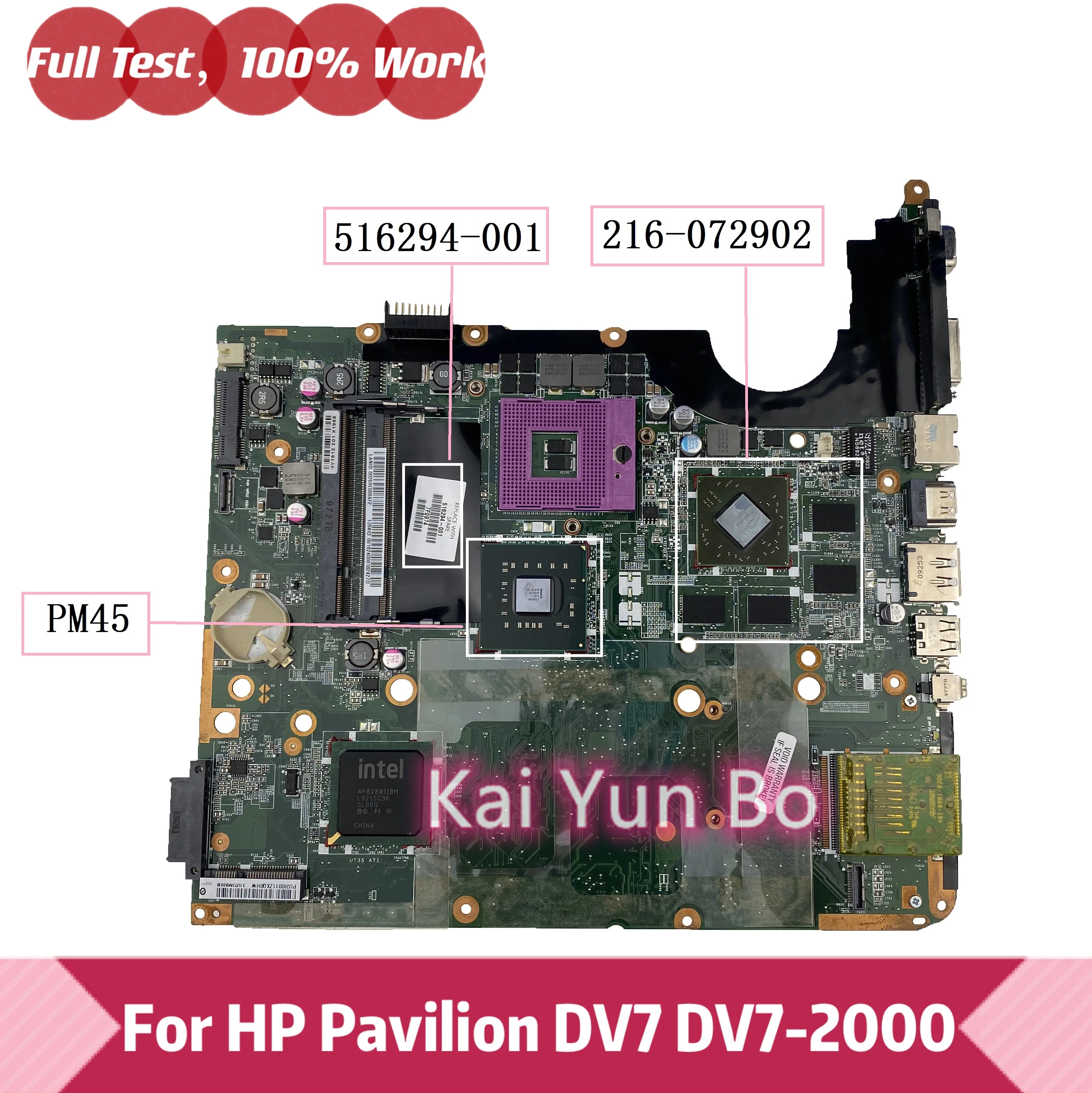 Купи Материнская плата DAUT3DMB8D0 для ноутбука HP Pavilion DV7 DV7-2000 516294-001 с 216-072902 PM45 DDR2 100% протестирована полностью за 3,427 рублей в магазине AliExpress