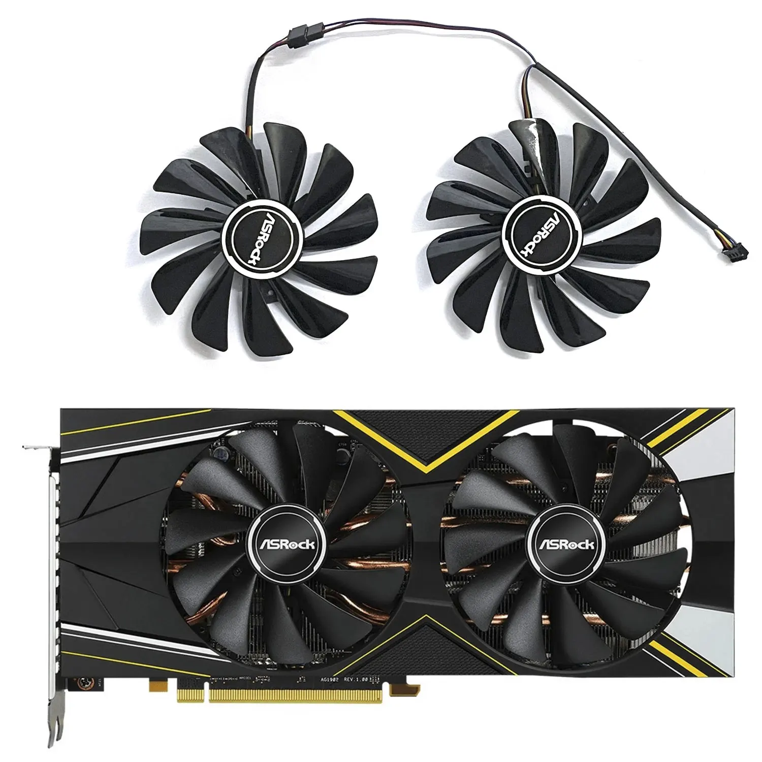 2 вентилятора, 4-контактный CF1010U12S FDC10U12S9-C DC 12 В 0.45A 95 мм RX5700 вентилятор для графического процессора ASRock Radeon RX 5700 5700XT, охлаждающий вентилятор