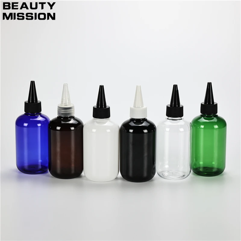 

Multicolor 200ML X 25 Empty Chunky Plastic Bottle With Pointed Mouth Cap For Essential Oil Shower Gel Cleansing Oil Containers