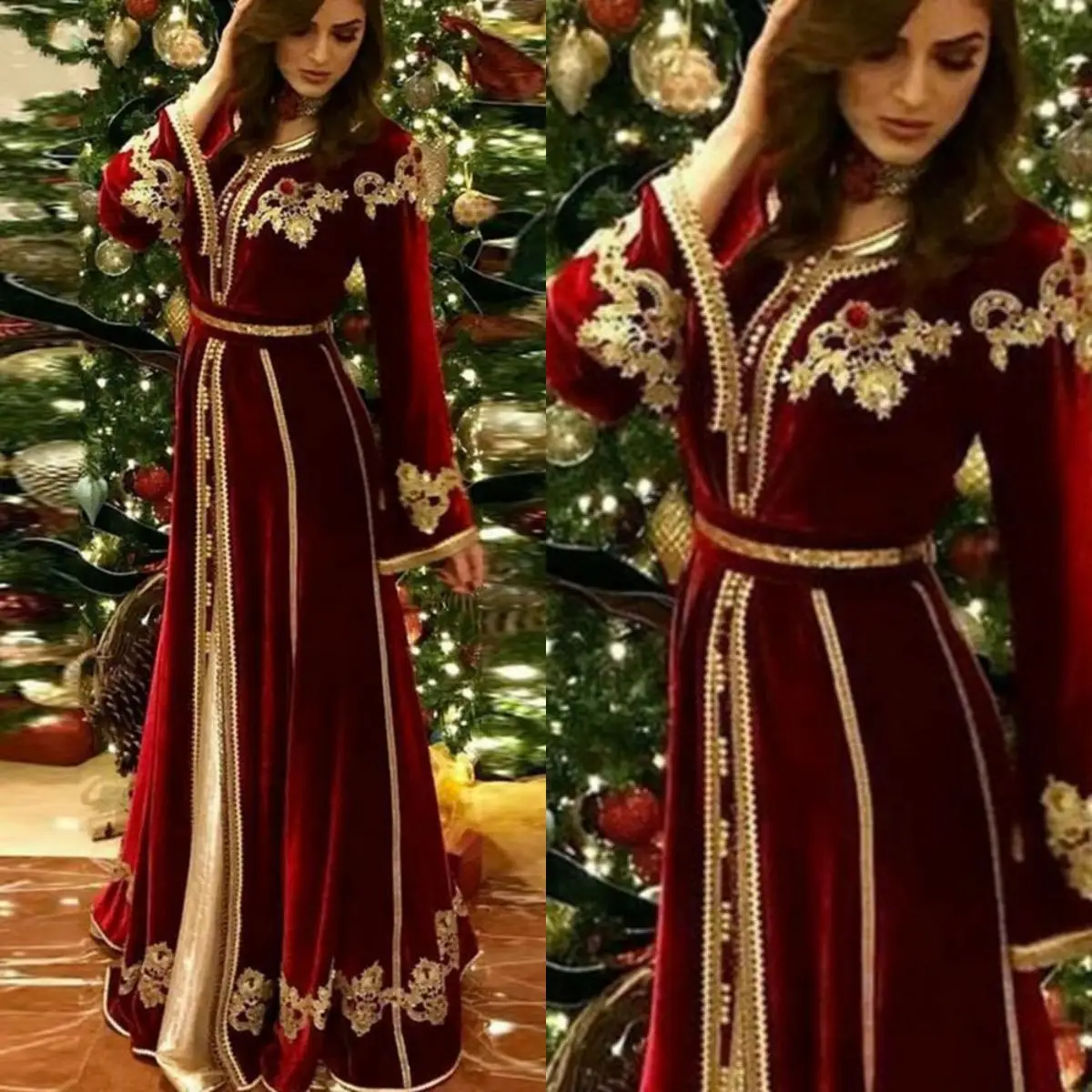 

14628 # IENA марокканское вечернее платье с V-образным вырезом