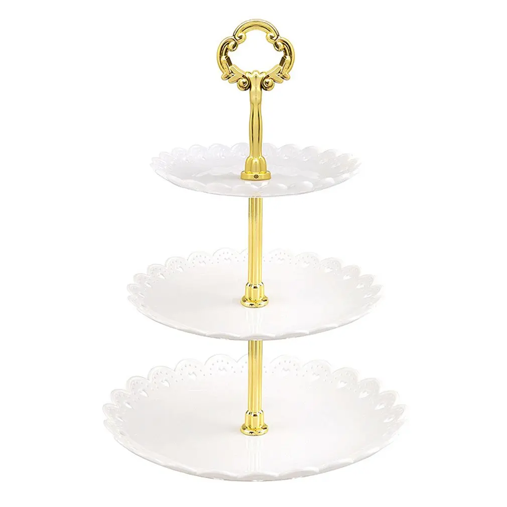 

3 Tier Cake Stand Afternoon Tea Wedding Plates Party Tableware Bakeware Plastic Tray Display Rack Cake Decorating Tools