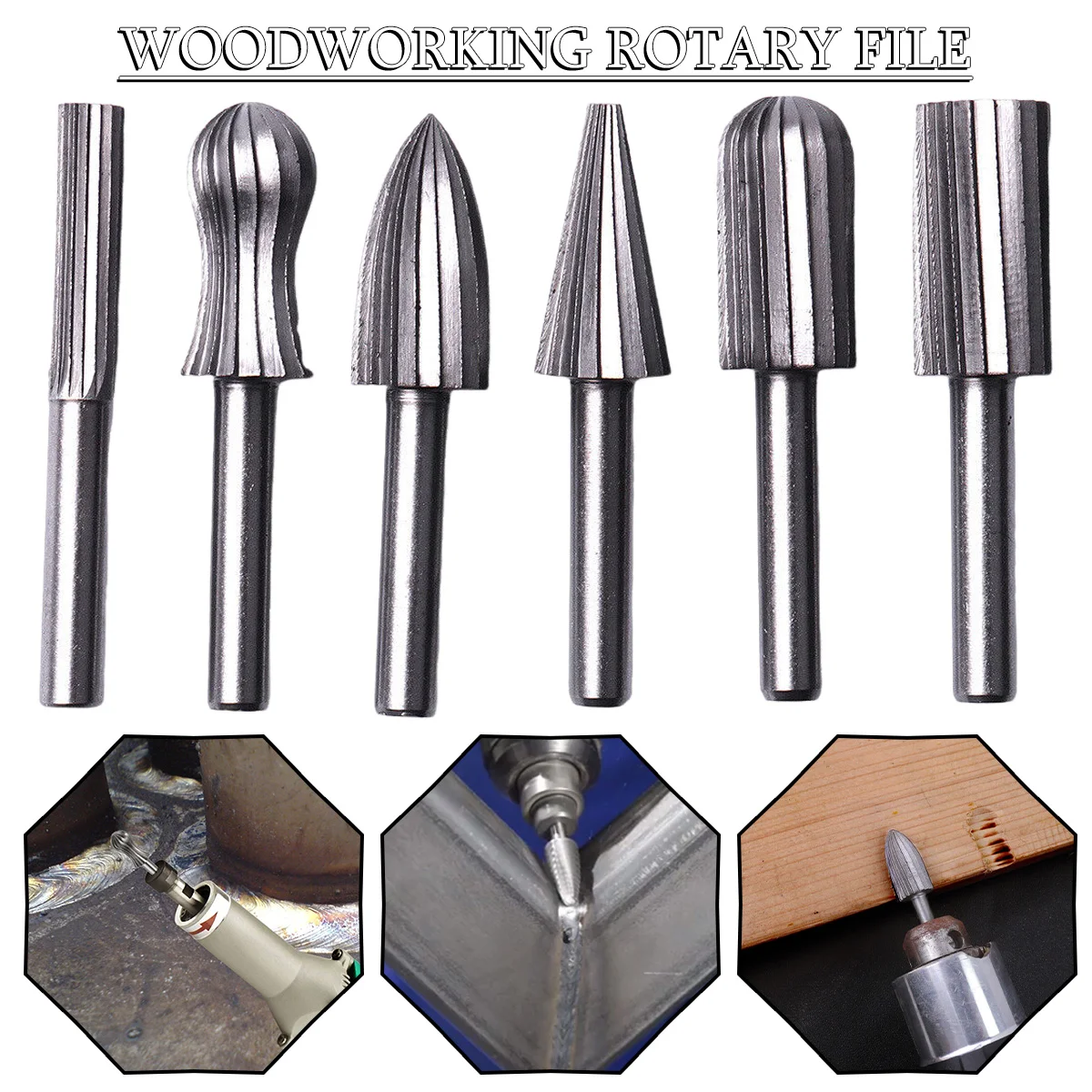 

6 Pcs Metal High-carbon Steel Milling Cutter Rotary Tool Burr CNC Engraving Abrasive Tools Metalworking Milling Polishing Tools