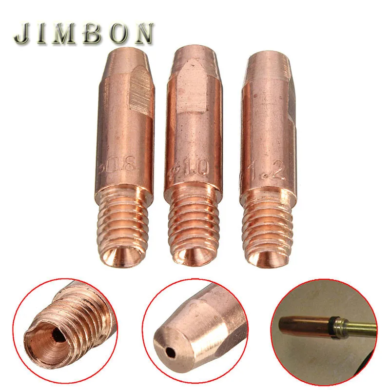 

10Pcs/Set 0.8/1.0/1.2mm Welding Torch Contact Tip Gas Nozzle M6*27mm MB 24KD M6 MIG/MAG Welding Torch Machine Accessories