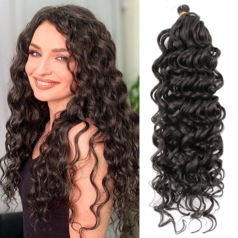 Ocean Wave Crochet Hair 20 Inch Hawaii Curl Braiding Hair Goddess Locs Crochet Hair Boho Style Hair Extensions
