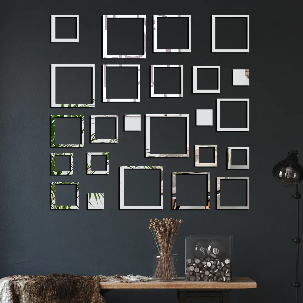 

2022 New Hollow Custom Mirror Acrylic DIY Combination Home Decor Wall Sticker Mirrored Acrylic Sheet Self-adhesive Waterproof
