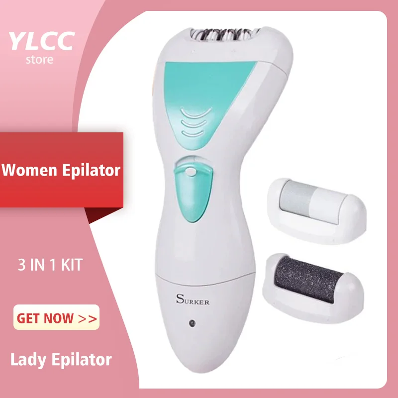 

3 in 1 Women Epilator Feet Callus Remover Lady Shaver Professional Hair Removal Set Electric Foot File Body Hair Remover Trimmer