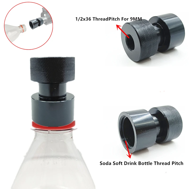 

1PCS Black 9MM Soda Pop Bottle 1/2x36 TPI Cleaning Patch Trap Muzzle Adapter