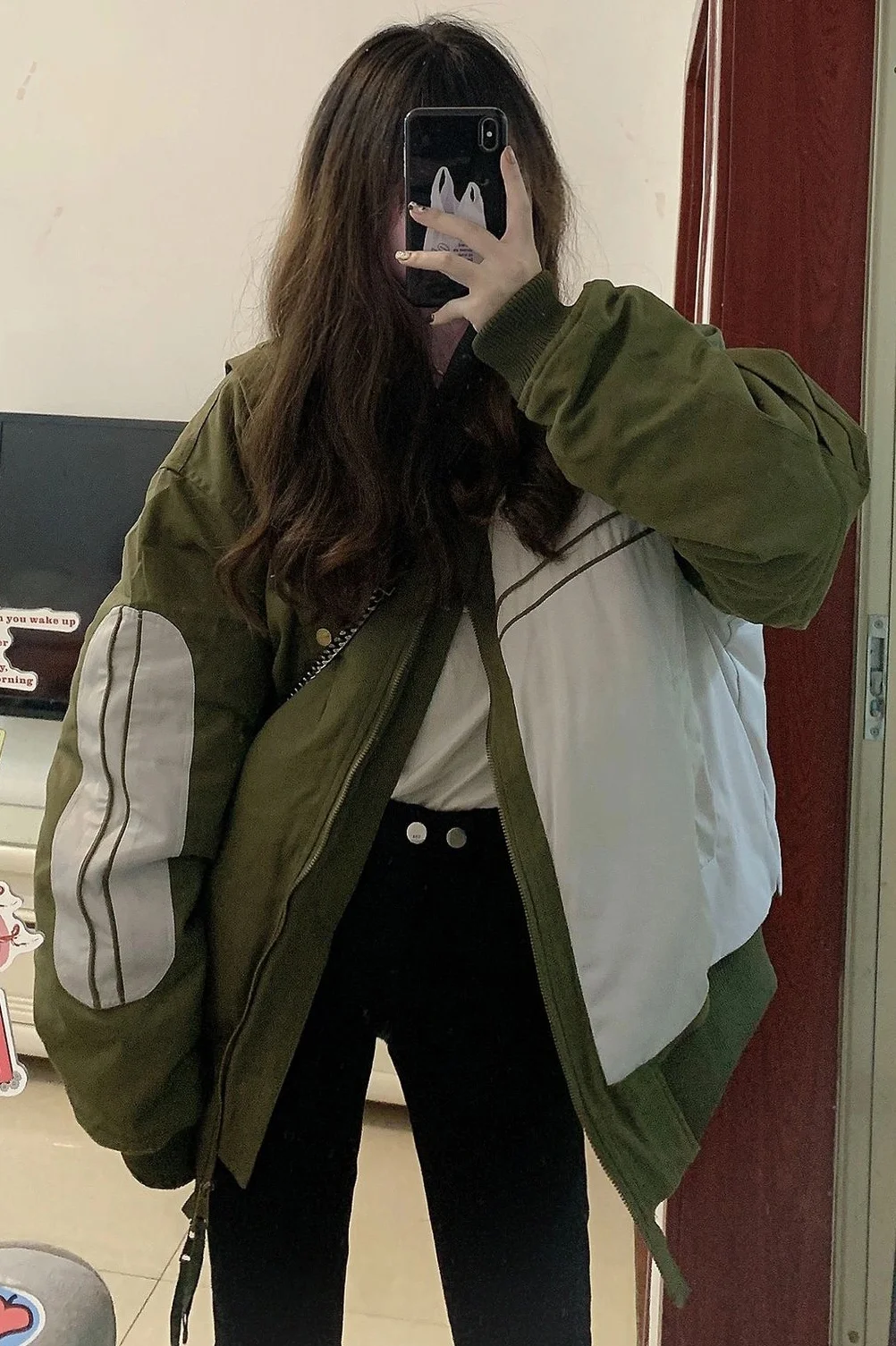 American Fashion Brand Baseball Jacket Cotton Bomber Coat Women's Winter Color Contrast Splicing Design Loose Clothes