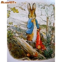 ruopoty rabbit frame diy painting by numbers animals handpainted kit wall art picture paint by numbers for home decoration gift