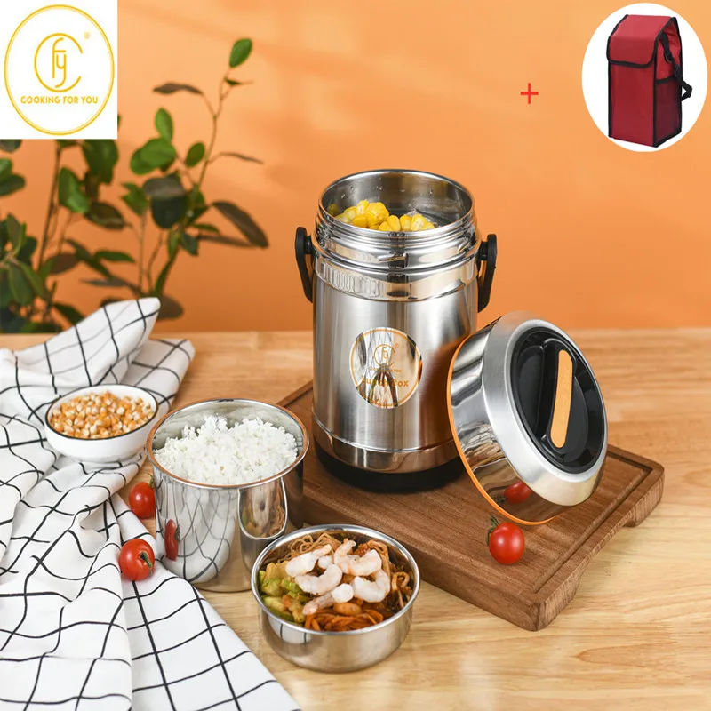 1.5L/2.0L/2.5L Large Capacity Vacuum Lunch Box Outdoor Stainless Steel Bento Leak-Proof Food Container |
