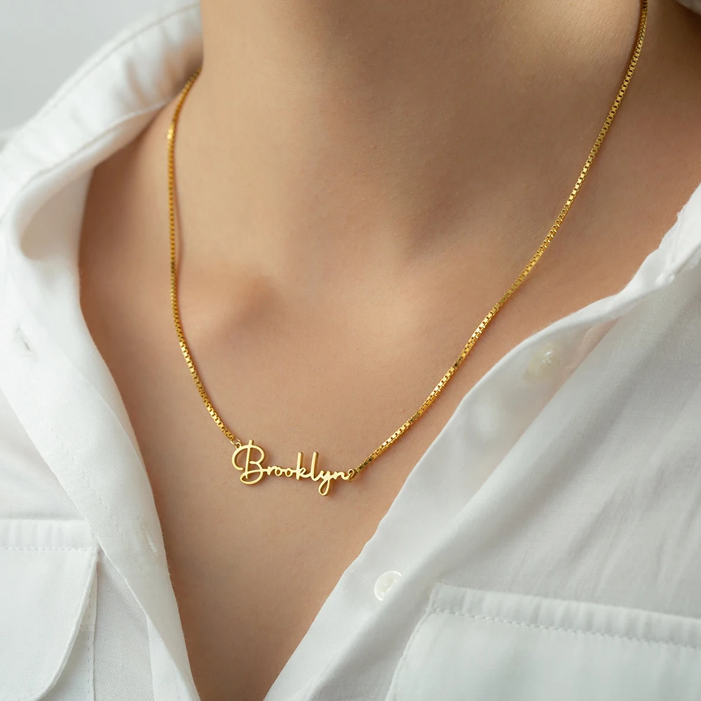 Женское Ожерелье из нержавеющей стали с именем на заказ золотая цепочка в
