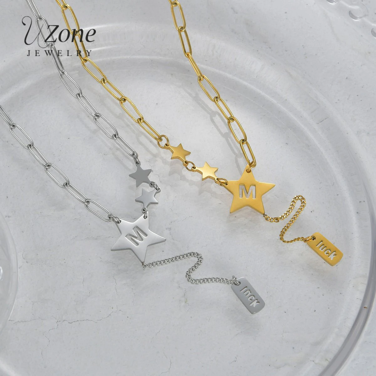 

Высококачественная двухслойная цепочка UZone с подвеской в форме звезды, ожерелья для женщин, пары, ювелирные изделия из нержавеющей стали дл...