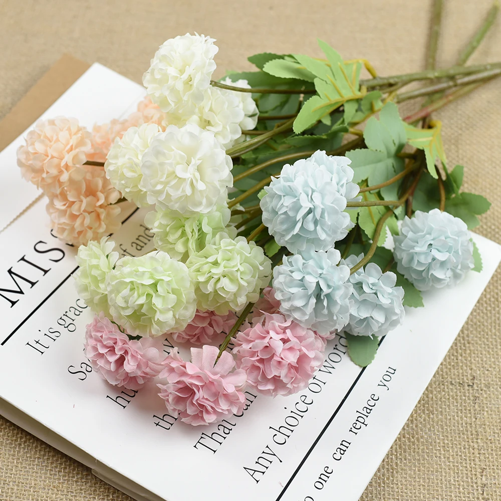 

40cm High Quality Spun Silk Embroidered Ball Artistic Flower Bouquet 5-Head HandWorkDIY Wedding Car Decoration Aesthetic Room De