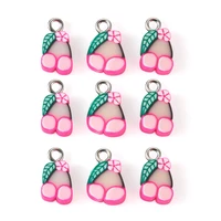 50pcs cute hot pink cherry fruit polymer clay pendants charms for jewelry making necklace earring bracelet charms