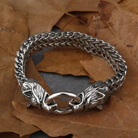 titanium steel stainless steel mens domineering wolf head bracelet fashion creative bracelet accessories gift with gift bag