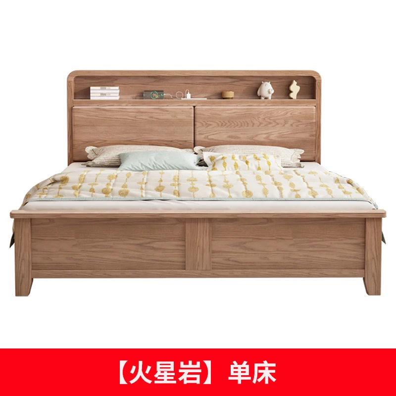 

Скандинавская кровать Ash из массива дерева, двойная кровать для главной спальни, 1,8 м, Современная Минималистичная 1,5 м, домашняя кровать для хранения
