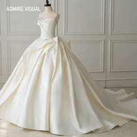 newest wedding dresses for women 2022 bride ball gown strapless neckline satin custom made plus size vestidos de novia