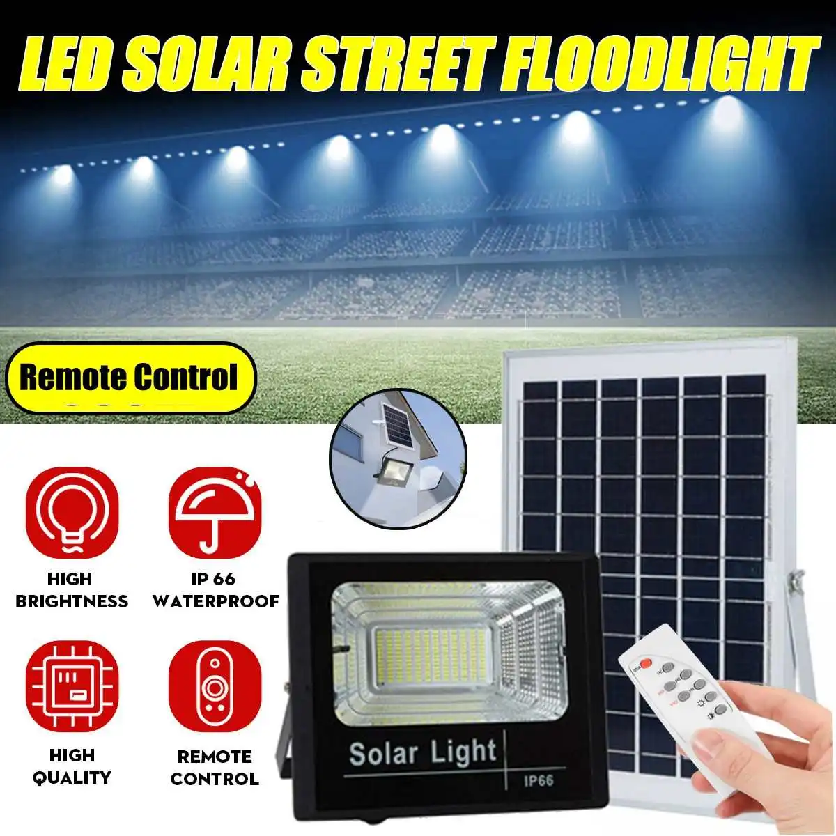 

500W LED Solar Light Outdoor Solar Lamp with Remote Control Motion Sensor SunLight Lamp LED Spotlight for Garden Decoration