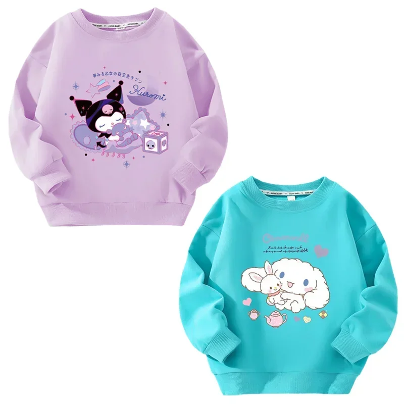 Модный пуловер для мальчиков и девочек с рисунком Sanrios Cinnamoroll Kuromi свитер топ милые