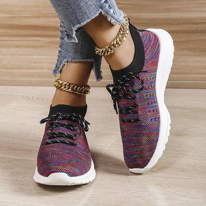 Sneakers Shoes 2022 Fashion Lace Up Platform Women's Shoes Autumn Plus Size Flat Mesh Sports Shoes Woman Vulcanize Shoes